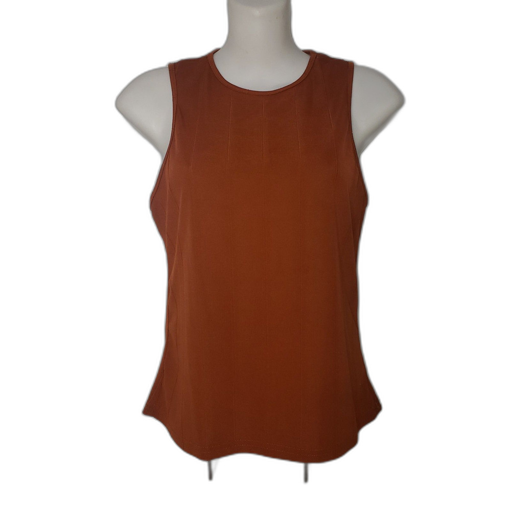 SHEIN Rust Brown Ribbed Crew Neck Tank Top Womens Size XL